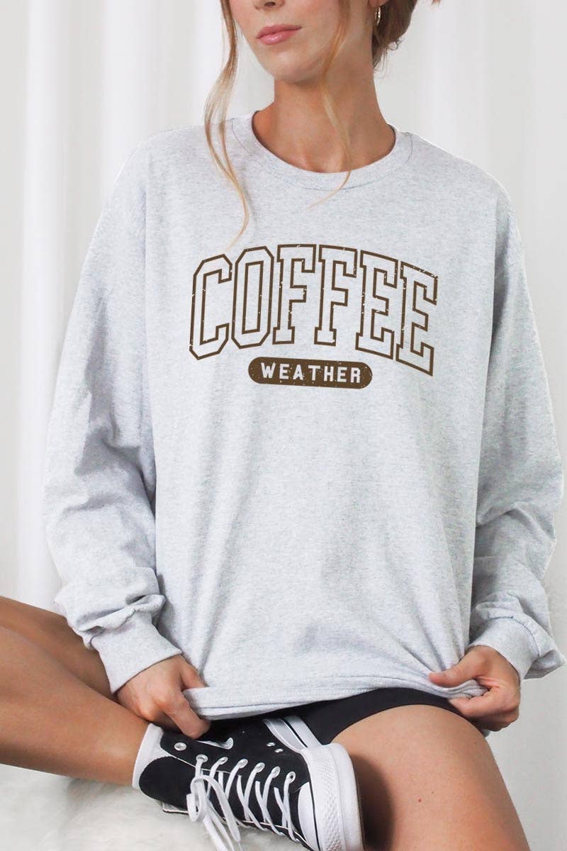 COLORBEAR – wholesale T-shirt (graphic) – women's – Coffee Weather Graphic Plus Long Sleeve Tee1