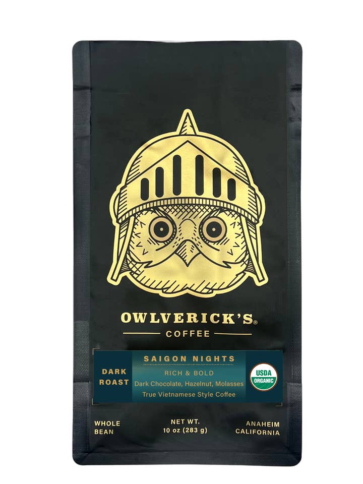 Saigon Nights (Organic) : Dark Roast Robusta Blend for wholesale by Owlverick's Coffee