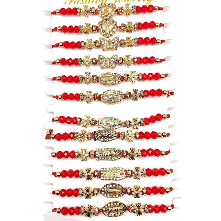 Diacly - Wholesale Prayer Beads Bracelet - 12pk Religious Set Red String Knot Bracelet