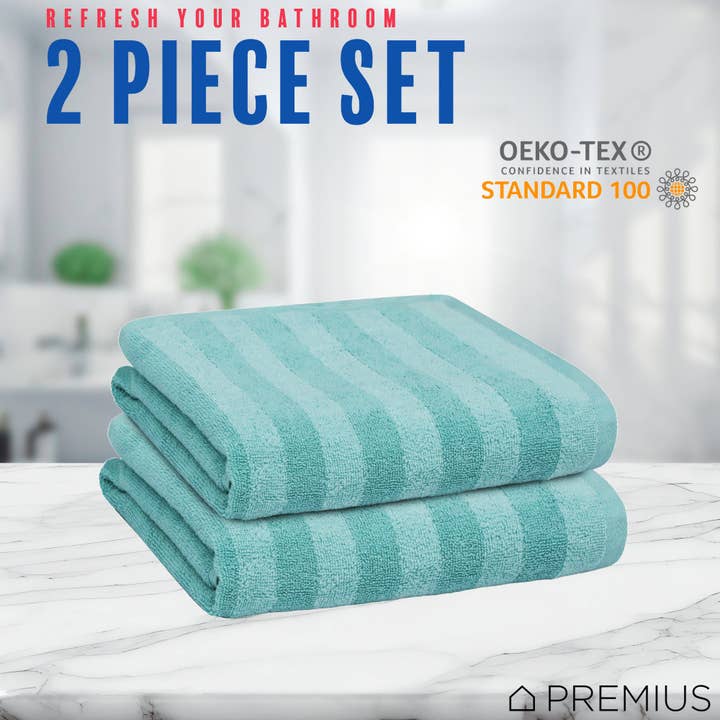 ShopBobbys - Wholesale Hand Towel - PREMIUS 2 Pack Stripes 100% Cotton Yarn Dyed Hand Towel, 16x28 Inches41