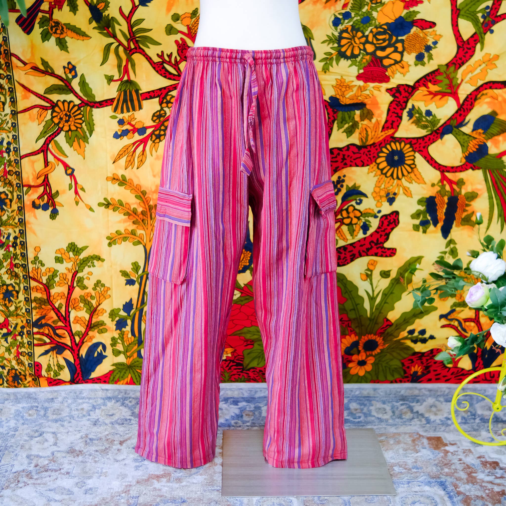 Karma Nepal Crafts - Wholesale Pants - Unisex - Multicolor Unisex Cotton Cargo Pants3