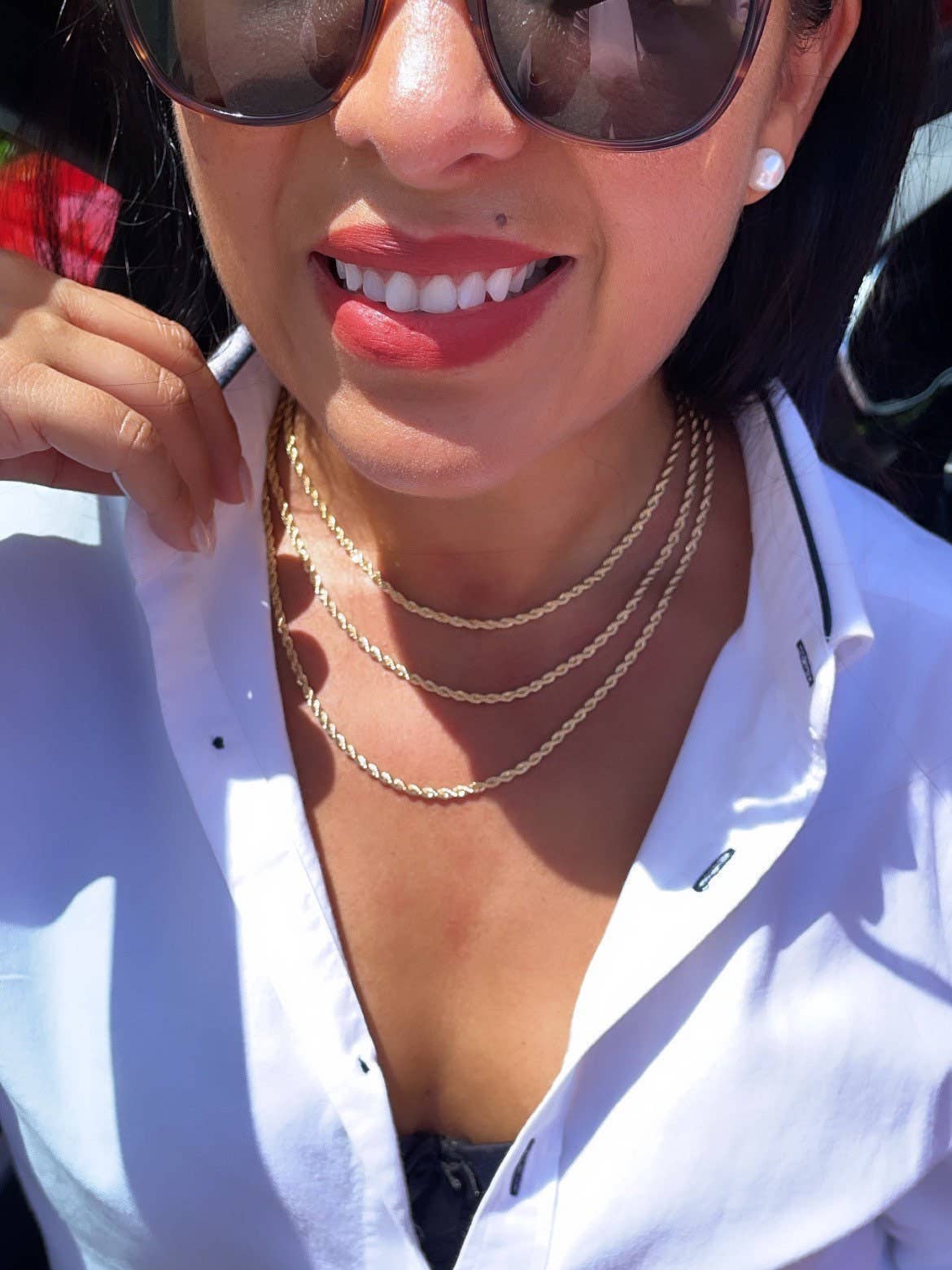 Milie - Wholesale Link & Chain Necklace - 18k GF Thin Rope Chain 3mm Necklace2