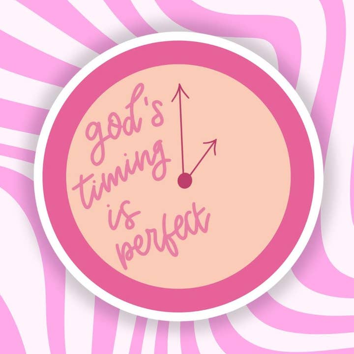 Autocolante recortado em vinil brilhante "O Tempo de Deus é Perfeito" por atacado de Marhaba Prints