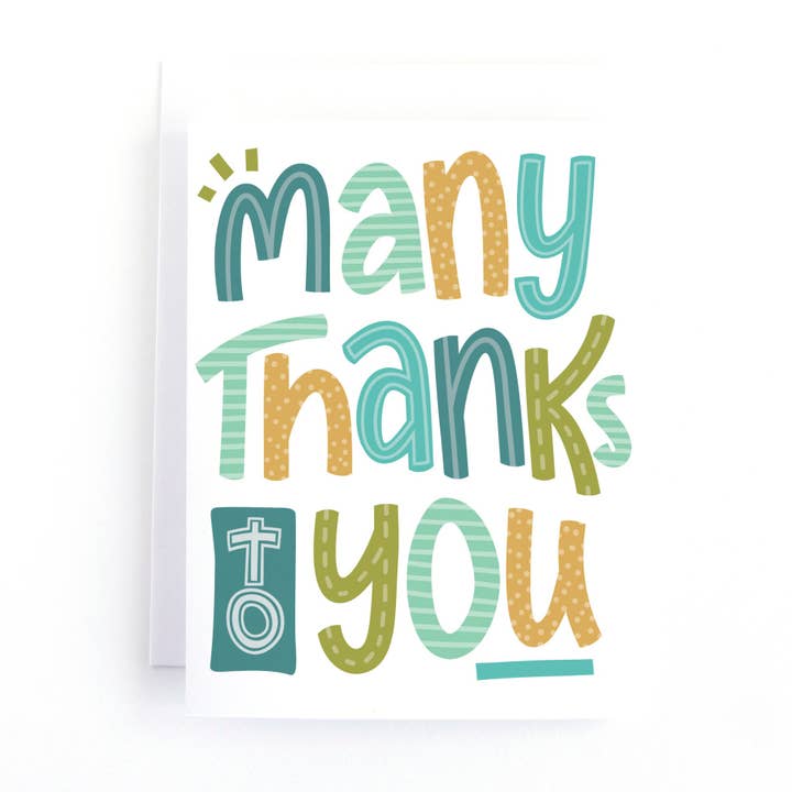 Many Thanks Thank You Card for wholesale by Pedaller Designs