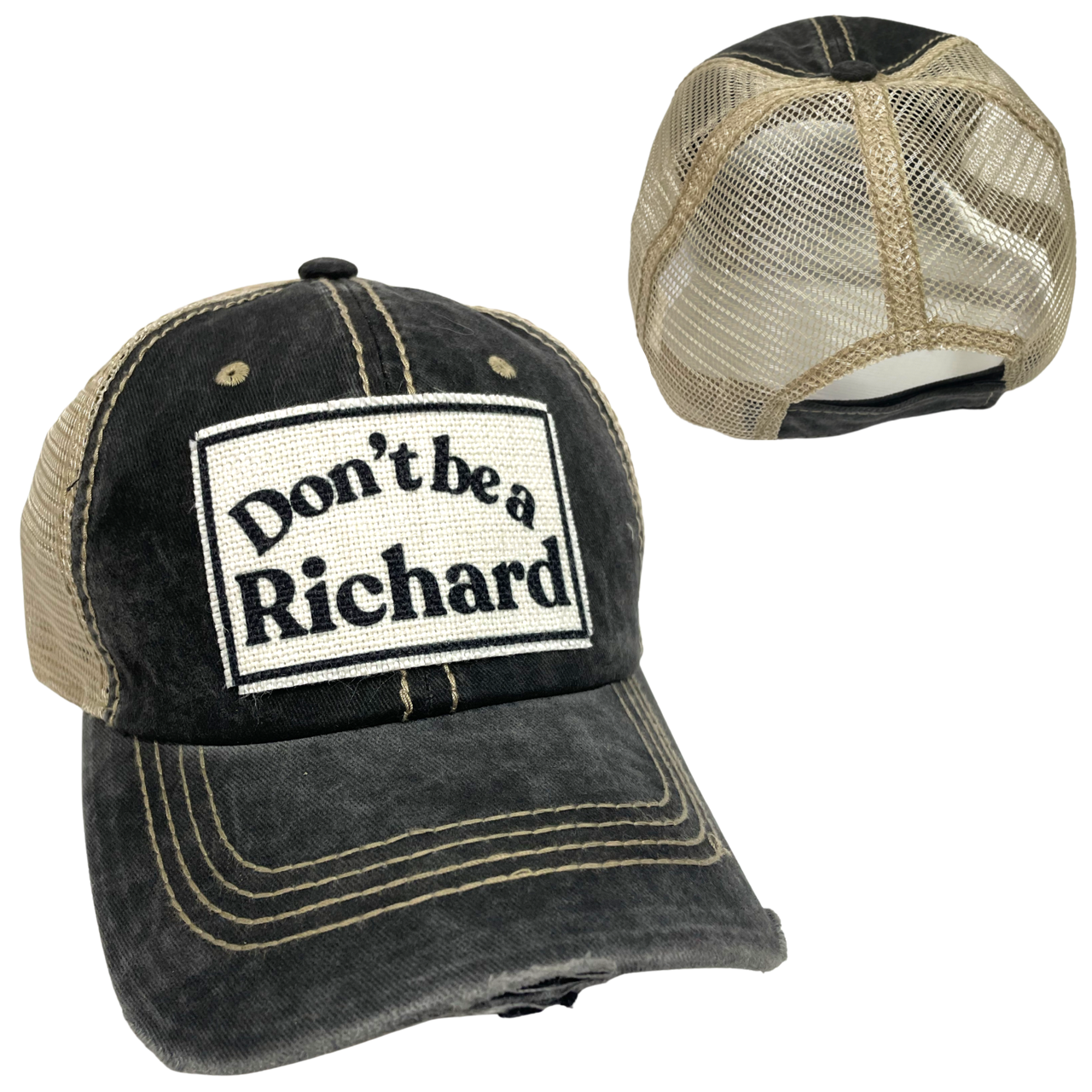 dkhandmade - Vente Casquette de camionneur – unisexe - CASQUETTE DE BASEBALL DON'T BE A RICHARD | CHAPEAU UNISEXE | EFFET VIEILLI4