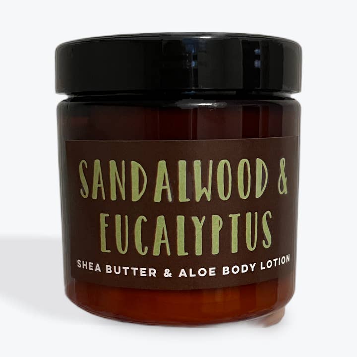Sandalwood & Eucalyptus Shea Butter & Aloe Body Lotion for wholesale by Coley Guacamole Bath, Body & Home