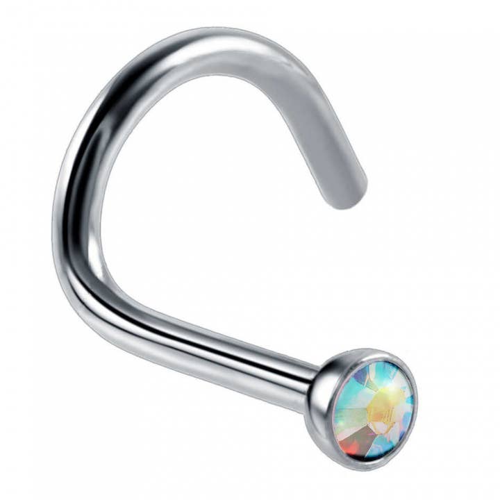 Bodytrend - Vente Anneau de nez - Piercings de nez en titane incurvé avec cristaux Swarovski, modèle tourbillon3
