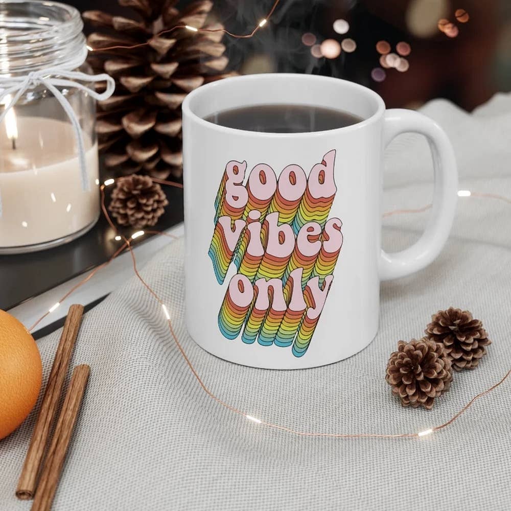 OneStopSapphireShop - Wholesale Coffee Mug - GOOD VIBES ONLY Hippie Mug 11oz Crystal Crystals Mug0