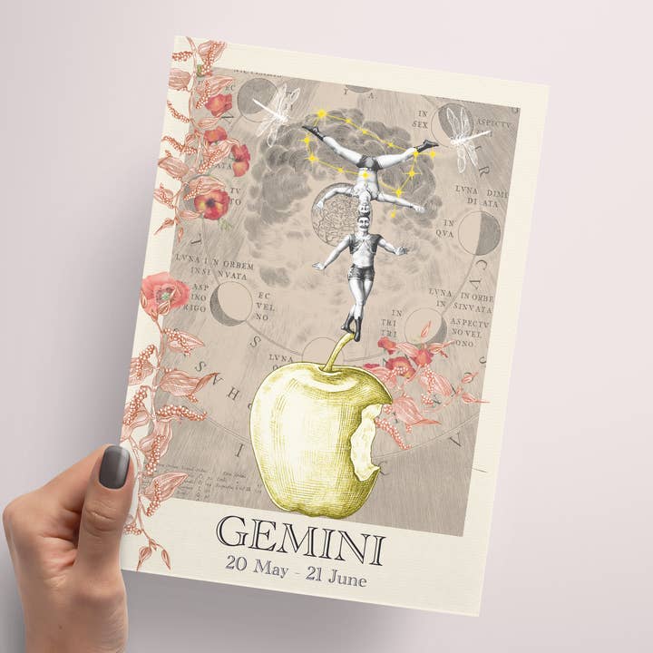Póster del signo zodiacal Géminis - A5 para venta al por mayor de sidonie blondel