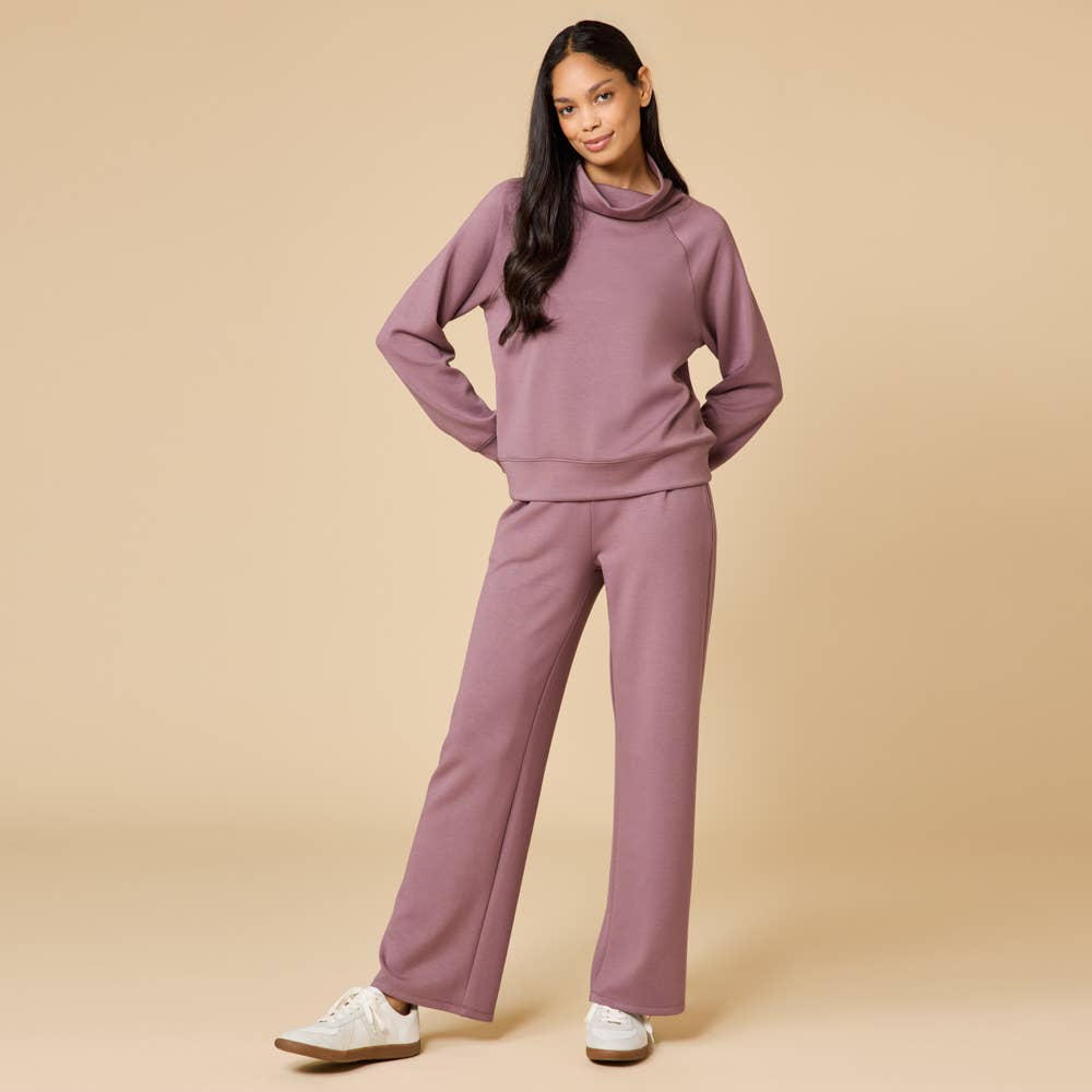 Softies - Wholesale Lounge Set - Women's - Athleisure DreamTech Mock Neck with Pleat Pant for Women3