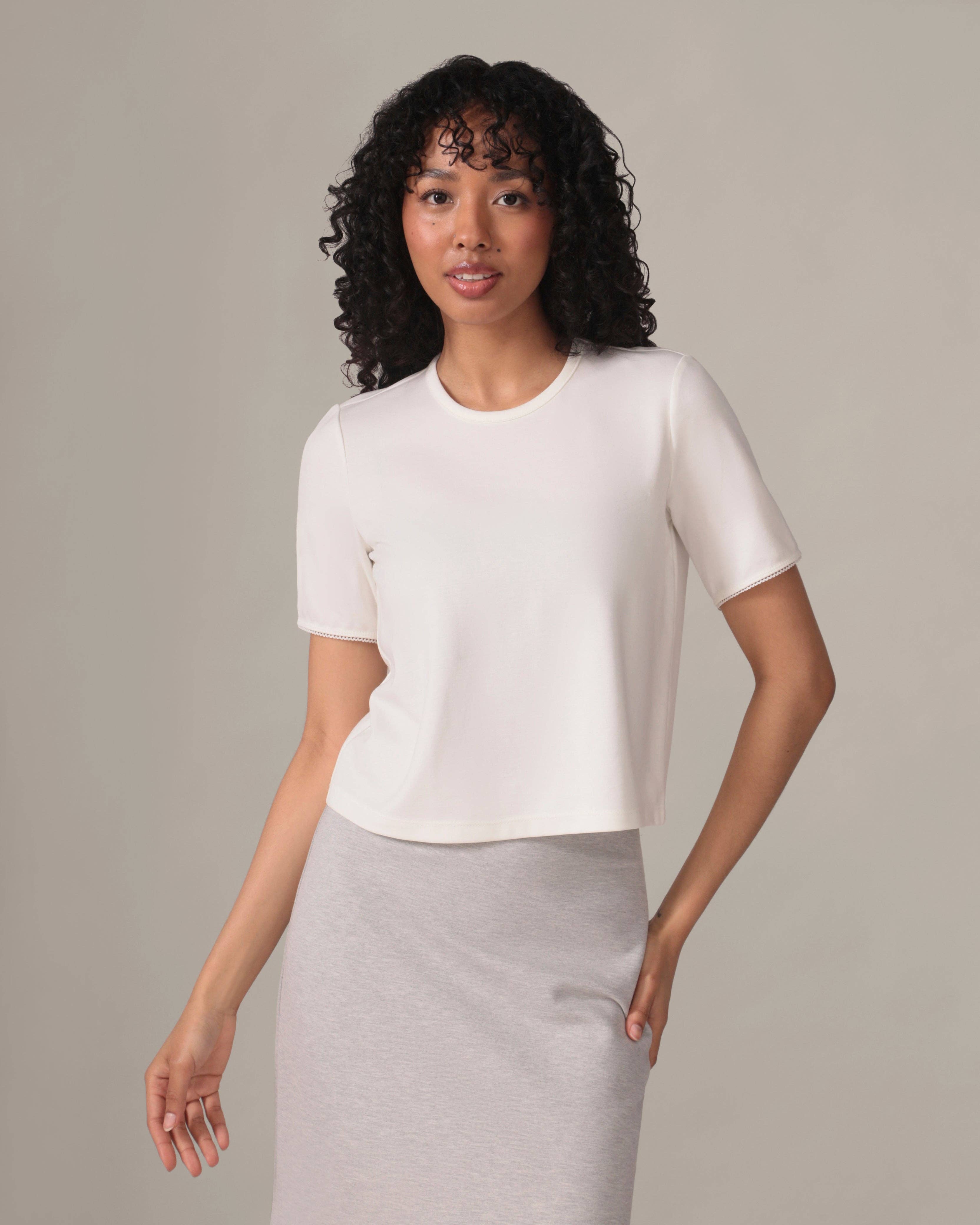 Rachel - Wholesale T-Shirt - Women's - The Perfect Tee - Light Ease knit in Ivory2