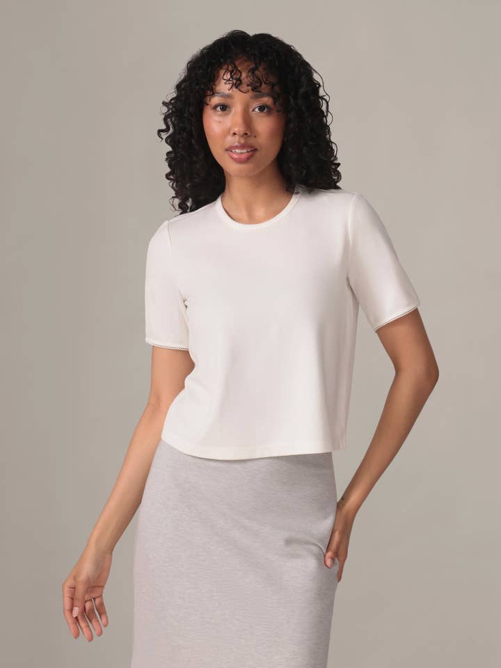 Rachel - Wholesale T-Shirt - Women's - The Perfect Tee - Light Ease knit in Ivory2