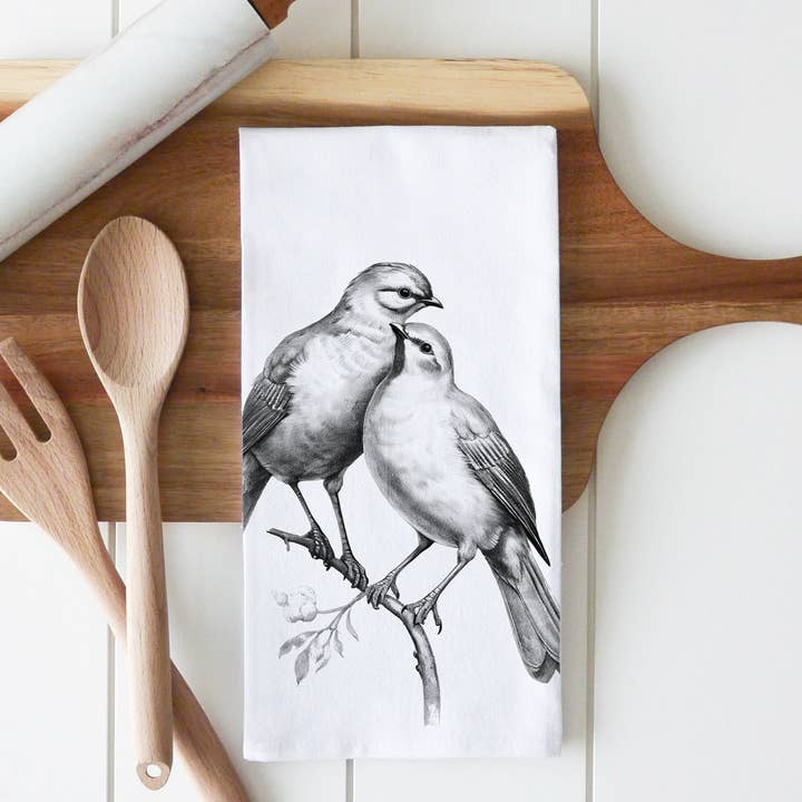 Porter Lane Home - Wholesale Tea Towel - Spring Bird Sketch Tea Towel