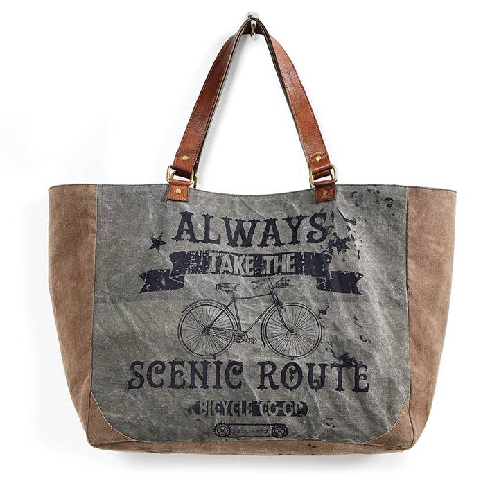 Mona B. - Wholesale Weekender Bag - Women's - Scenic Route Up-Cycled Canvas Travel Weekender Bag2