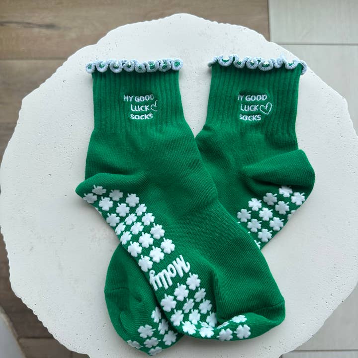 Meine Glückssocken mit Kleeblatt-Griff für Pilates. für den Großhandel von MollyGraceGripSocks