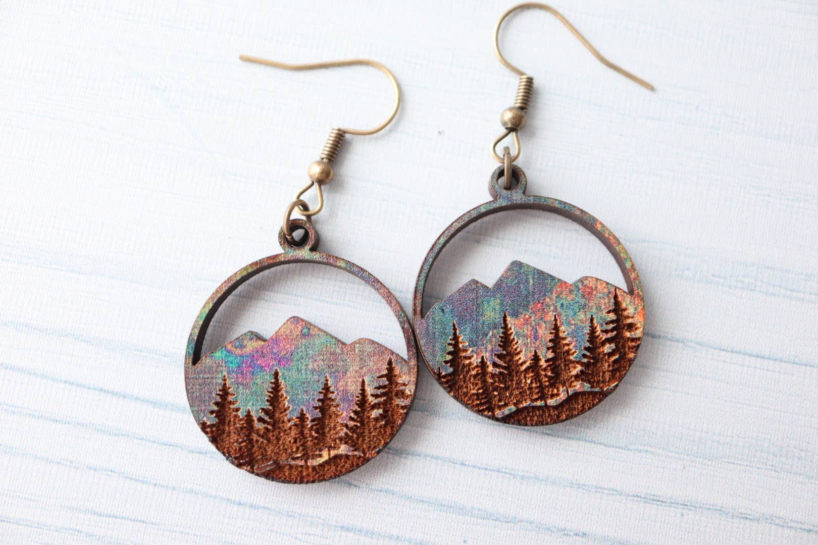 Nine Mile Creative - Wholesale Dangle Earrings - Weathered Mountains Wood Dangle Earrings5