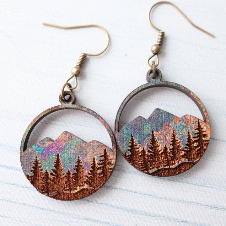 Nine Mile Creative - Wholesale Dangle Earrings - Weathered Mountains Wood Dangle Earrings5