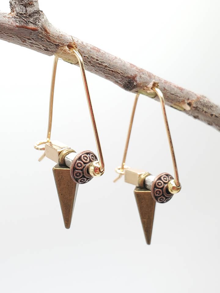 Boucles d'oreilles, Tri-Dangles, métaux mixtes, Zatara pour la vente par Jezabel Adornment