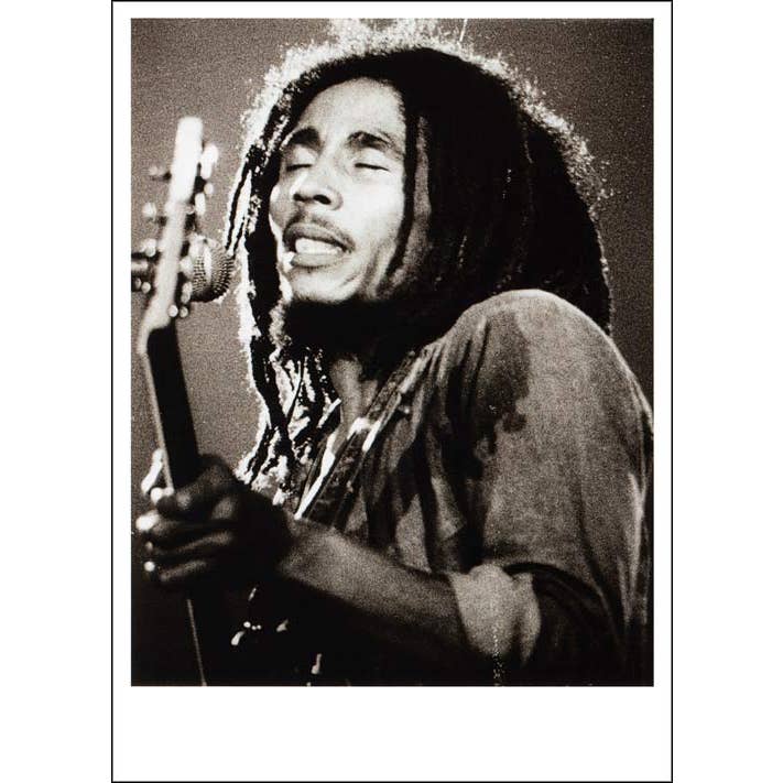 VisionWorks LLC - Wholesale Postcard - Postcard. Bob Marley and Guitar. Intense Performance.