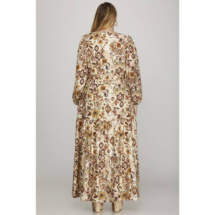 STYLE USA - Wholesale Dress - Women's - PLUS WOVEN PRINT TIERED MAXI DRESS5