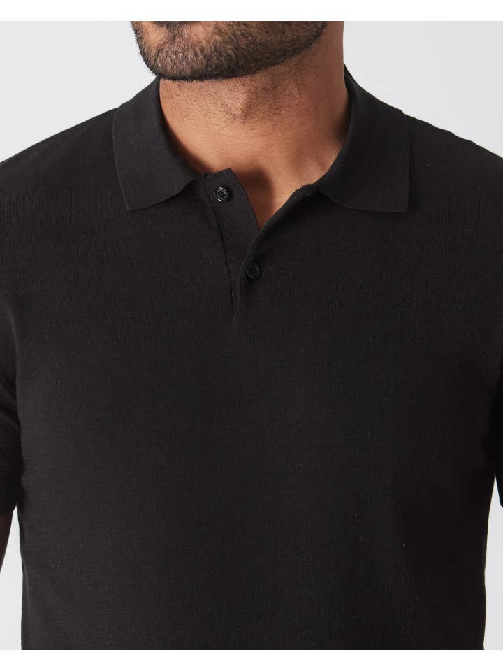 True Classic - Wholesale Polo - Men's - Short Sleeve Sweater Polo Shirt | Black4