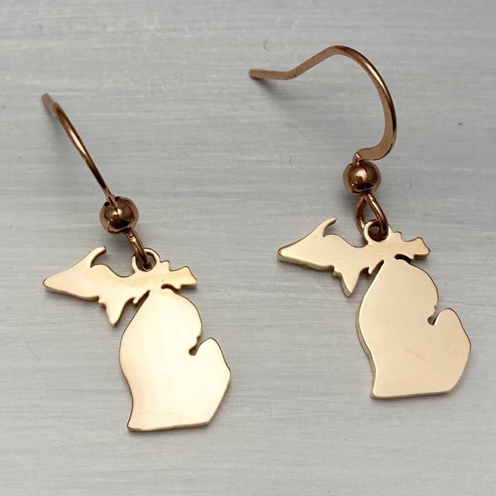 Michigan guld eller Rose guld omrids øreringe for engroshandel hos Be Inspired UP