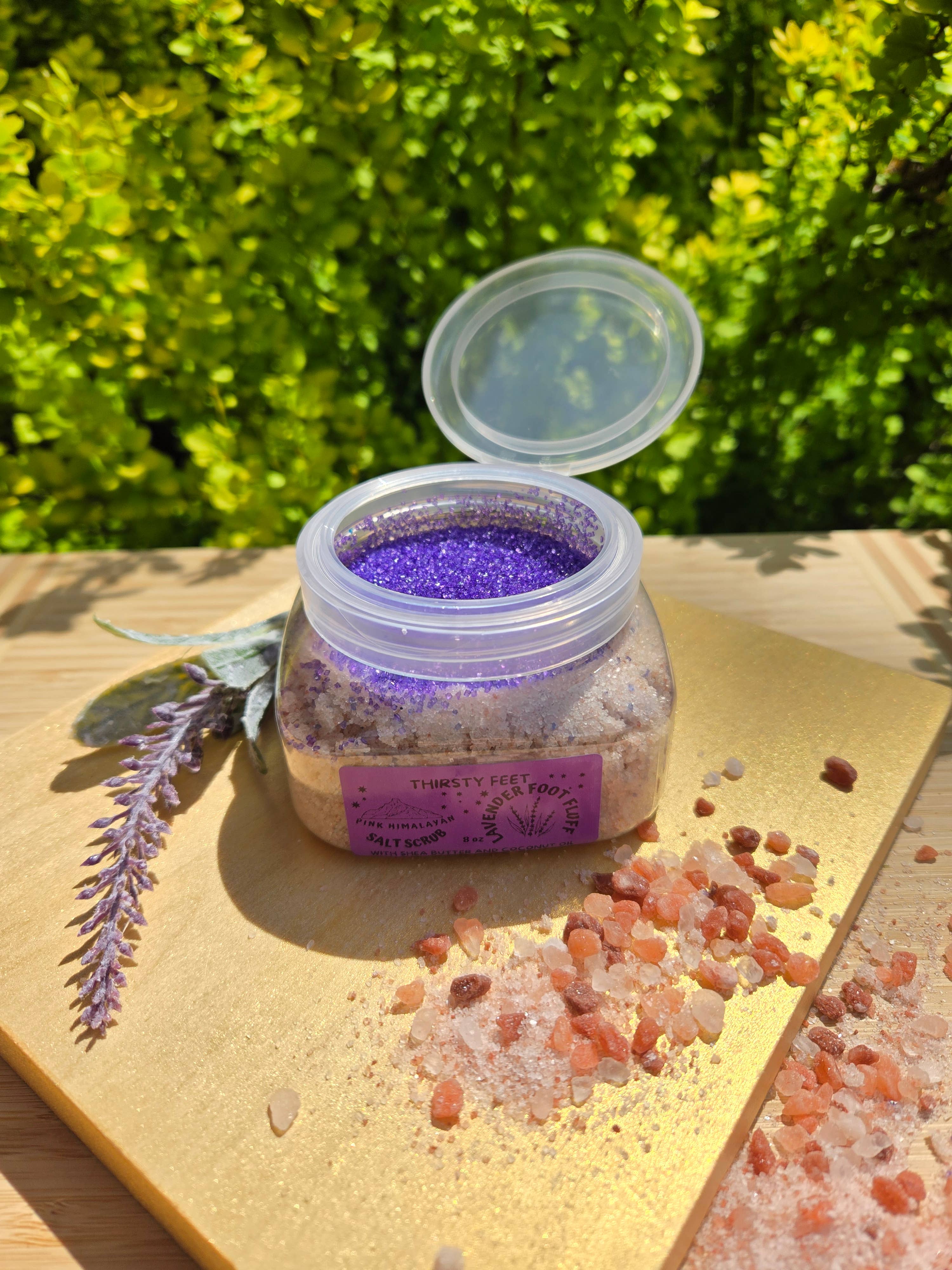 THIRSTY FEET®️ - Wholesale Foot Scrub/Polish - Lavender Salt Foot Fluff Sugar Scrub 8 oz Jar9