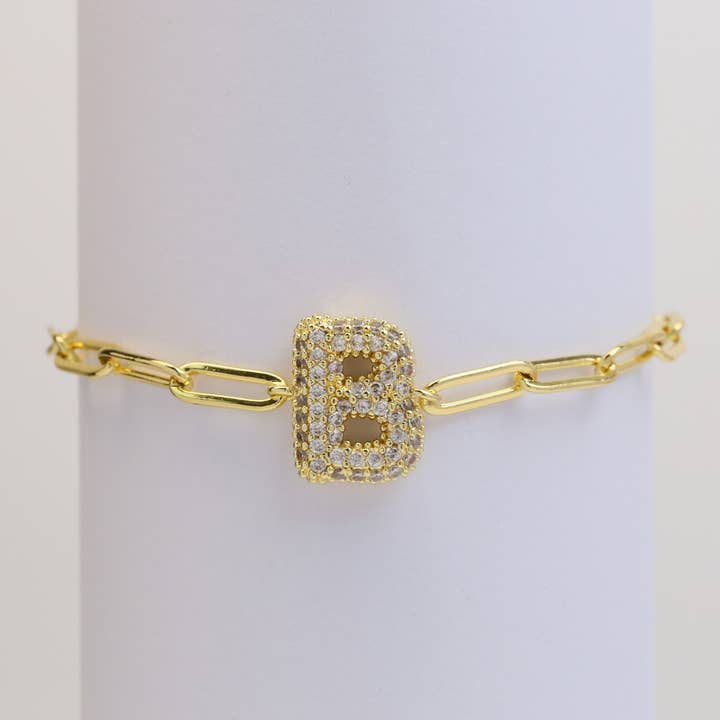 Savvy Bling - Wholesale Charm/Dangle Bracelet - CZ Initial Bubble Balloon Bracelet