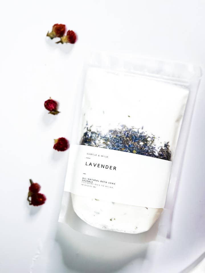 Lavender Bath Soak|Bath Crumbles|Bath Bomb|Shower Steamer|Soak|Bath Soaks for wholesale by Subtle & Wild