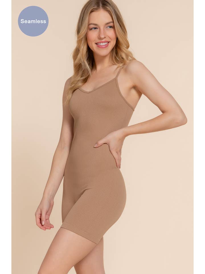 Active Basic | Active USA - Wholesale Romper - Women's - V Neck Fitted Seamless Cami Romper2