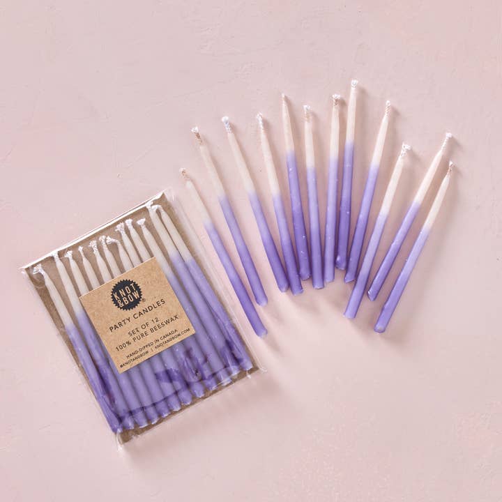 Hand-dipped 100% Beeswax Birthday Candles | Violet Ombré for wholesale on Faire0