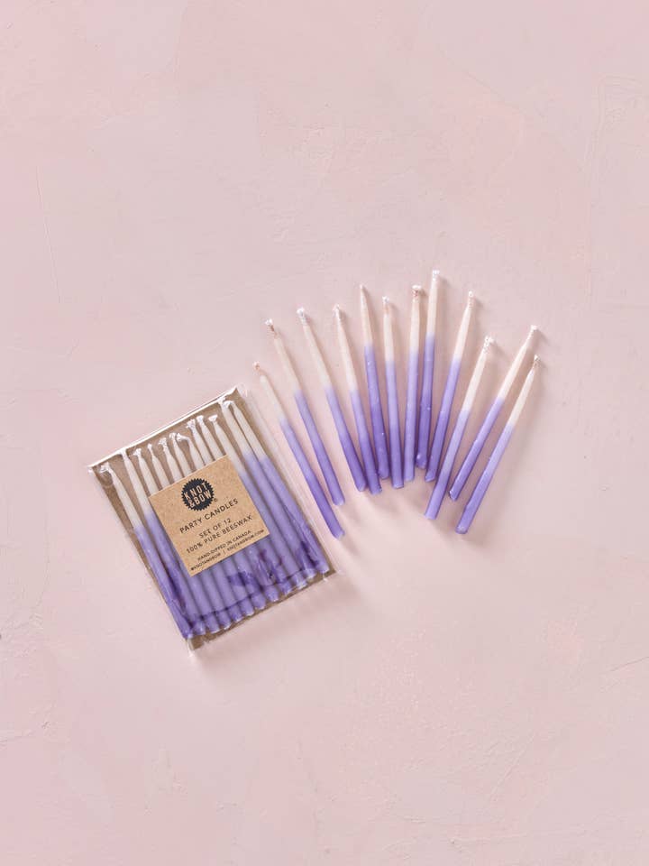 Hand-dipped 100% Beeswax Birthday Candles | Violet Ombré for wholesale by Knot & Bow