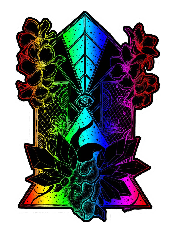 5 ”klistermärke: Crystal Heart - Vattentät Vinyl Die-Cut klistermärke för wholesale av Indi Martin Art