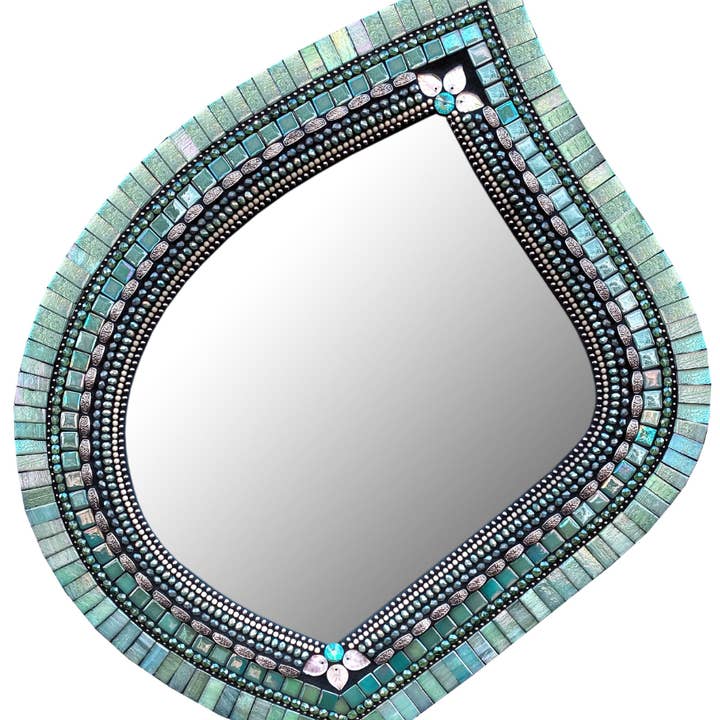 Zetamari Mosaic Artworks – Engroshandel Vægspejl – Blad: Seafoam