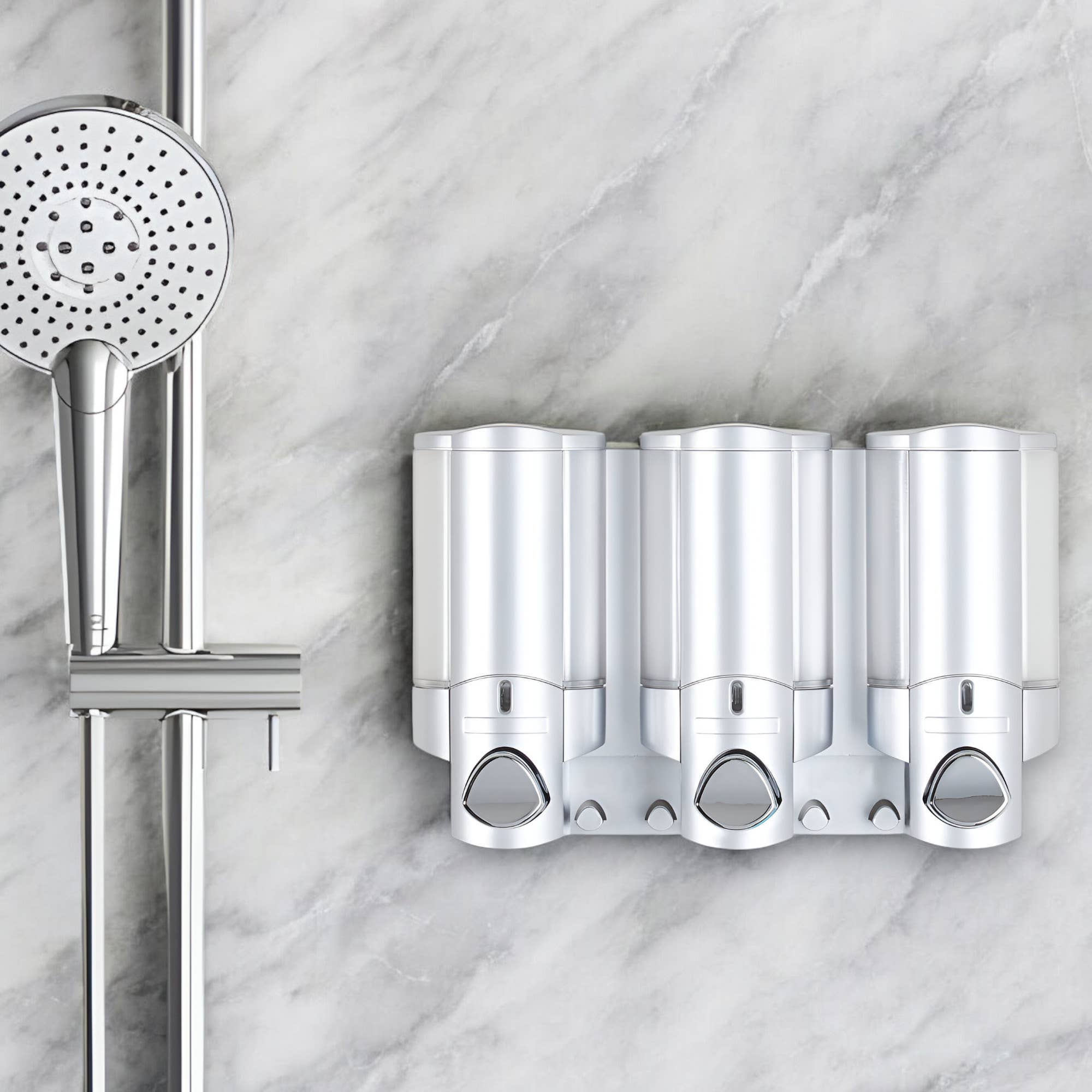 HomeRoots - Wholesale Soap Dispenser - Gray Heavy Duty Plastic 3 Chamber Wall Mount Soap Dispenser0