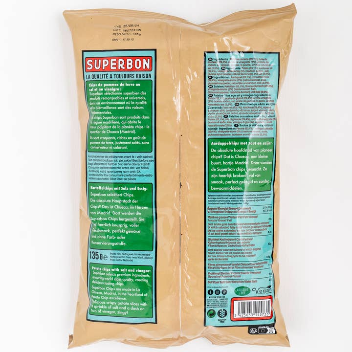 Superbon Chips de Madrid (US) - Wholesale Chips - Salt & Vinegar Potato Chips 135g MP14