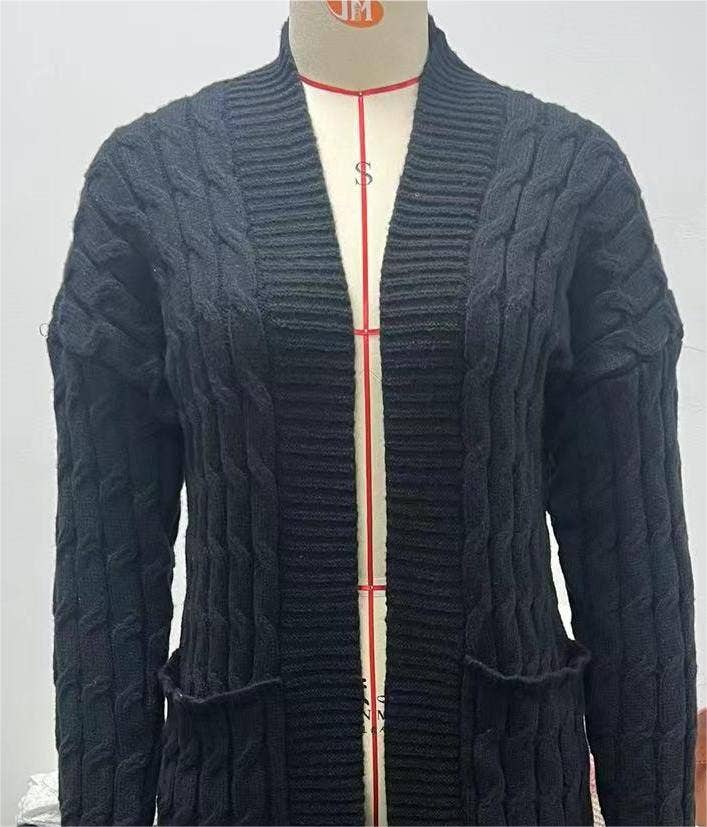 Rosa Clothing - Wholesale Cardigan - Women's - Multicolored Long coat knit cardigan4