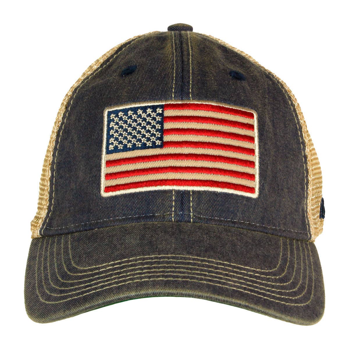 Navy American Flag Vintage Trucker Hat for wholesale on Faire3