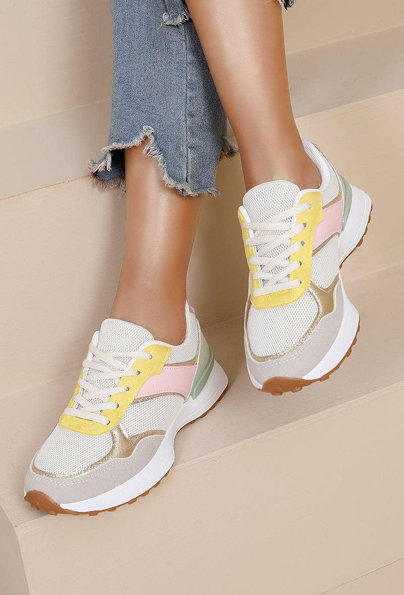 No Doubt Shoes – Sapatilha Lifestyle - Mulher por atacado – TÉNIS DE CAMURÇA FALSA COM DETALHES DOURADOS E BICO REDONDO2