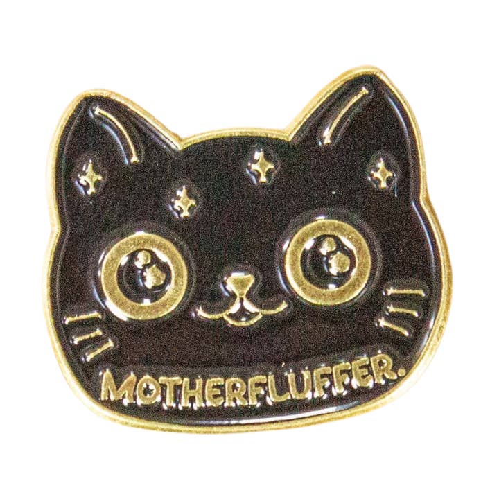 Motherfluffer Cat Pin for wholesale by Mystery Dice Goblin