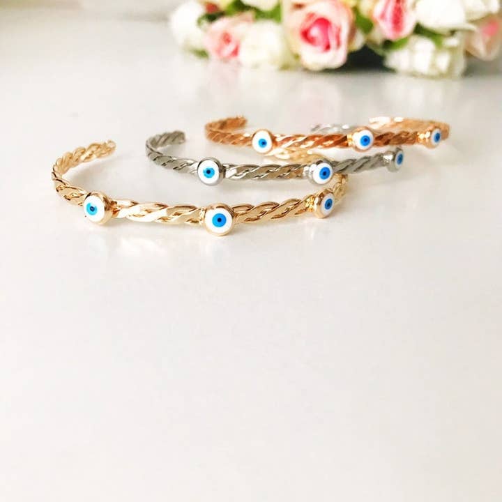 Evileyefavor - Venta al por mayor Brazalete - Pulsera brazalete, Pulsera de cuentas de mal de ojo blanco, Pulsera de mal de ojo3