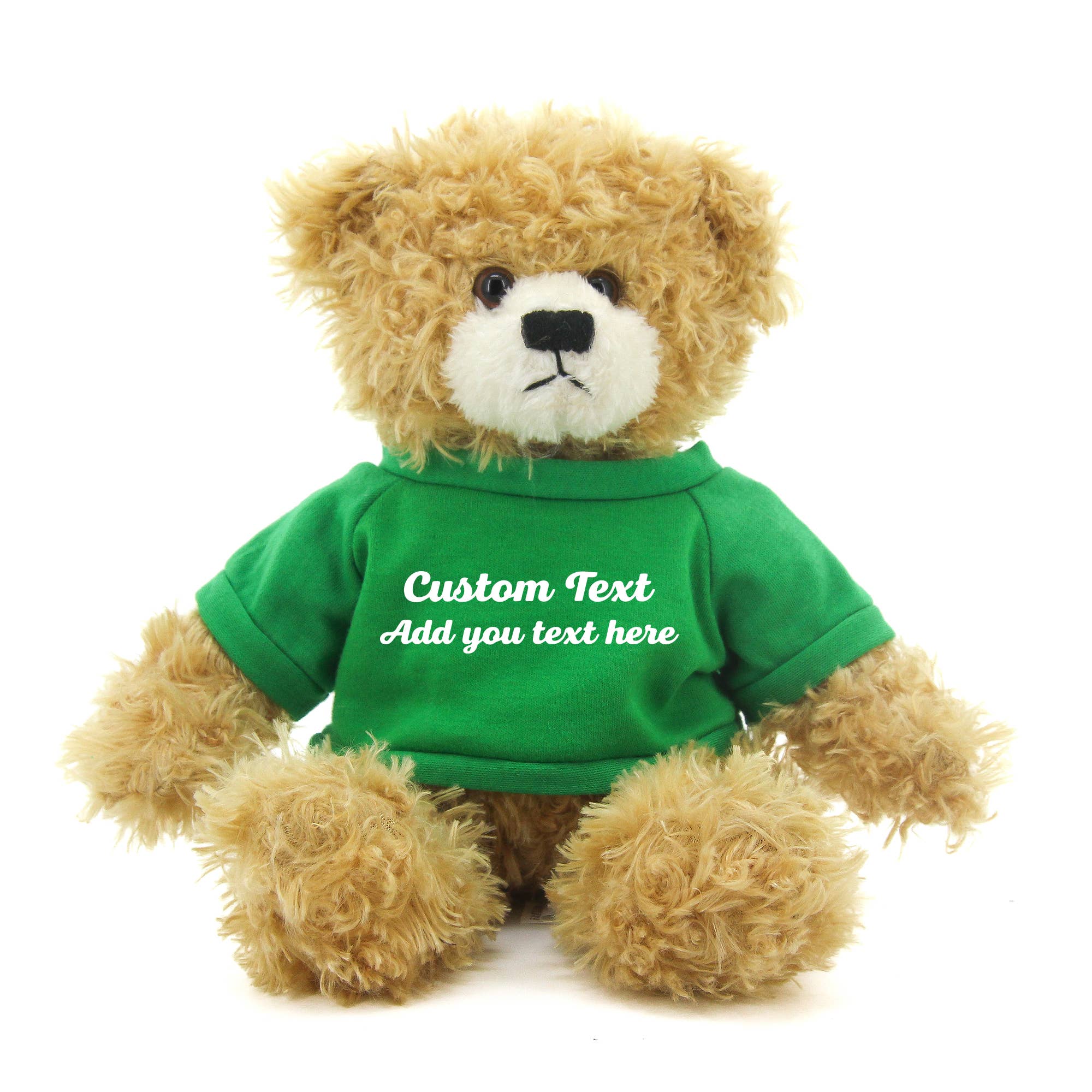 Beige Oso de peluche Brandon beige de 28 cm con camiseta personalizada de venta al por mayor en Faire10