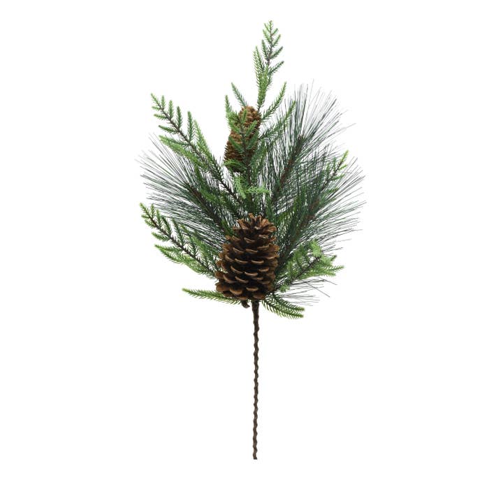 Starlight Collection – wholesale Artificial plant – Green Scottish Pine Spray with Pinecones