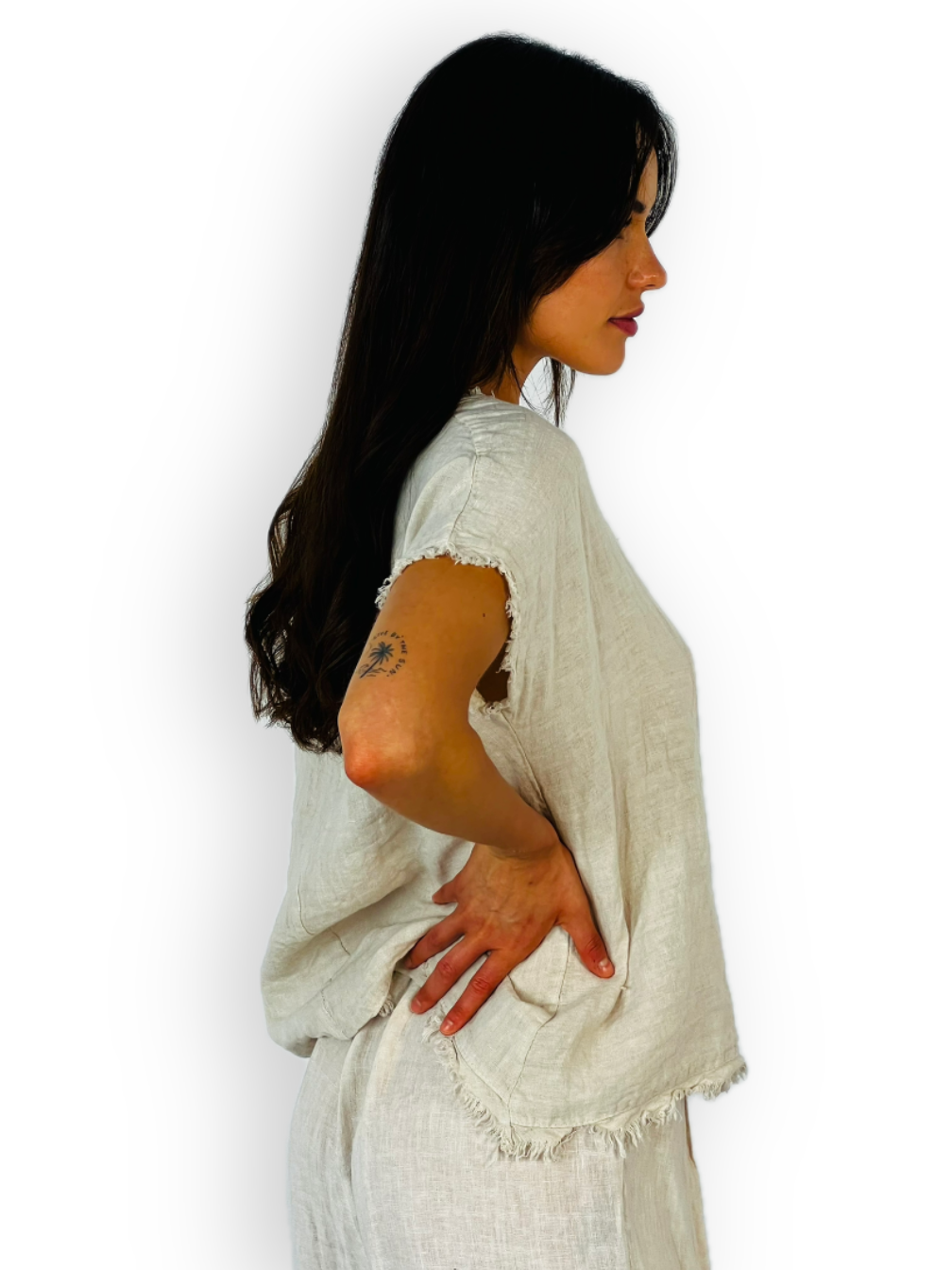 Linos y Textiles - Vendita all'ingrosso Camicetta - Donna - Blusa con frange in lino 100%12