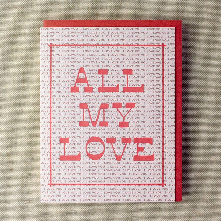 All My Love Card for wholesale by Pinecrest Printery