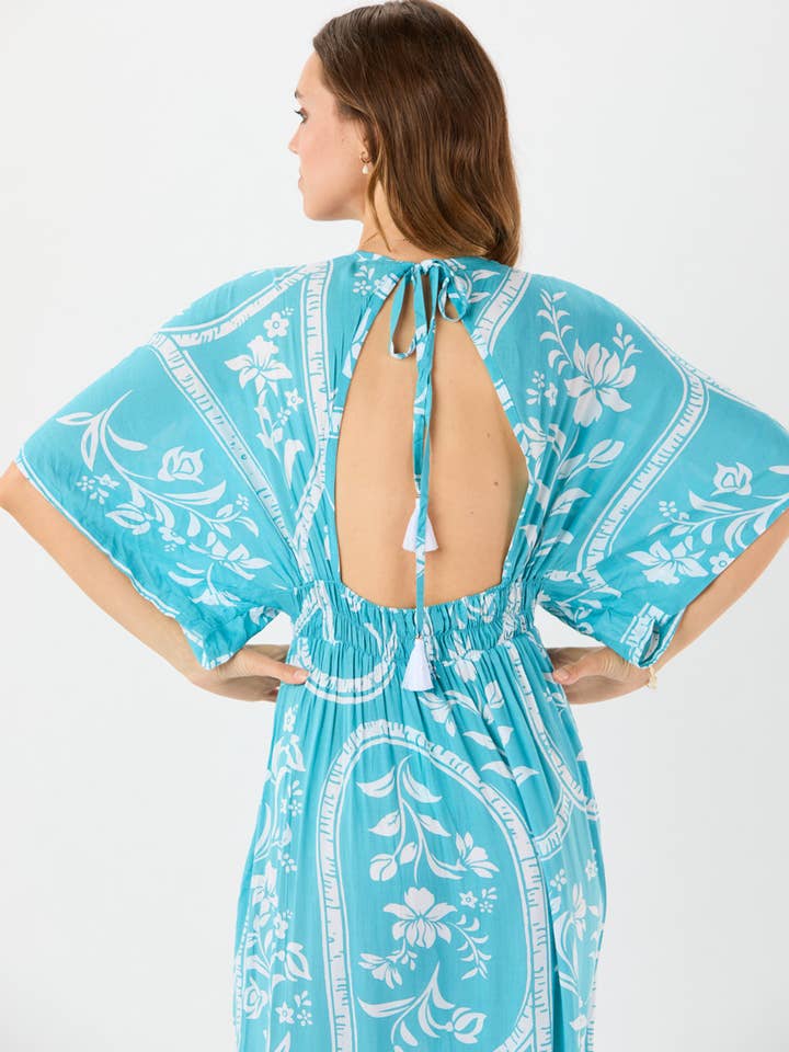 Painted Tiles Aquamarine Levine Maxi Dress for wholesale on Faire