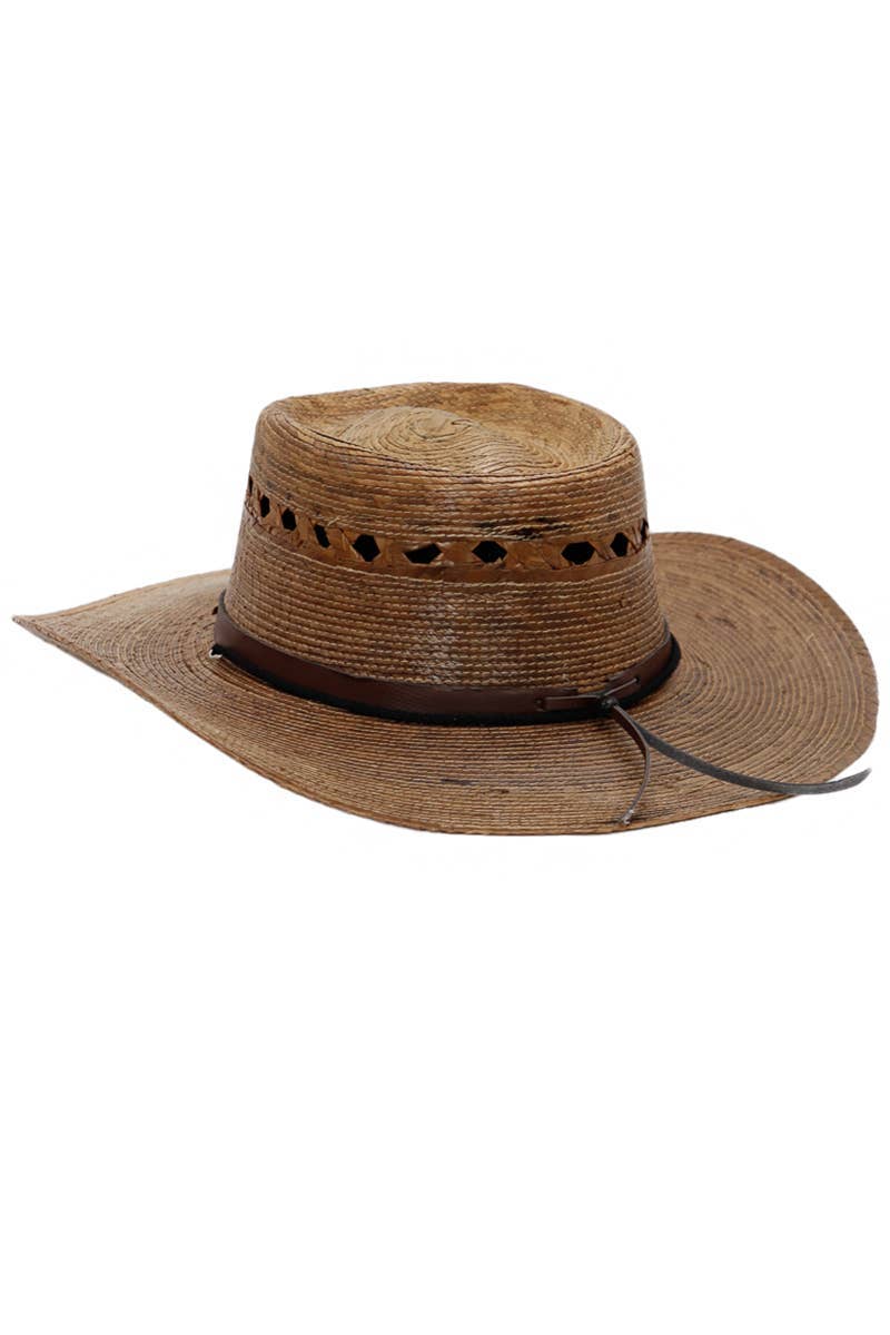 Cap Zone - Wholesale Cowboy Hat - Women's - Round Porkpie Crown Palm Straw Cowboy Hat14