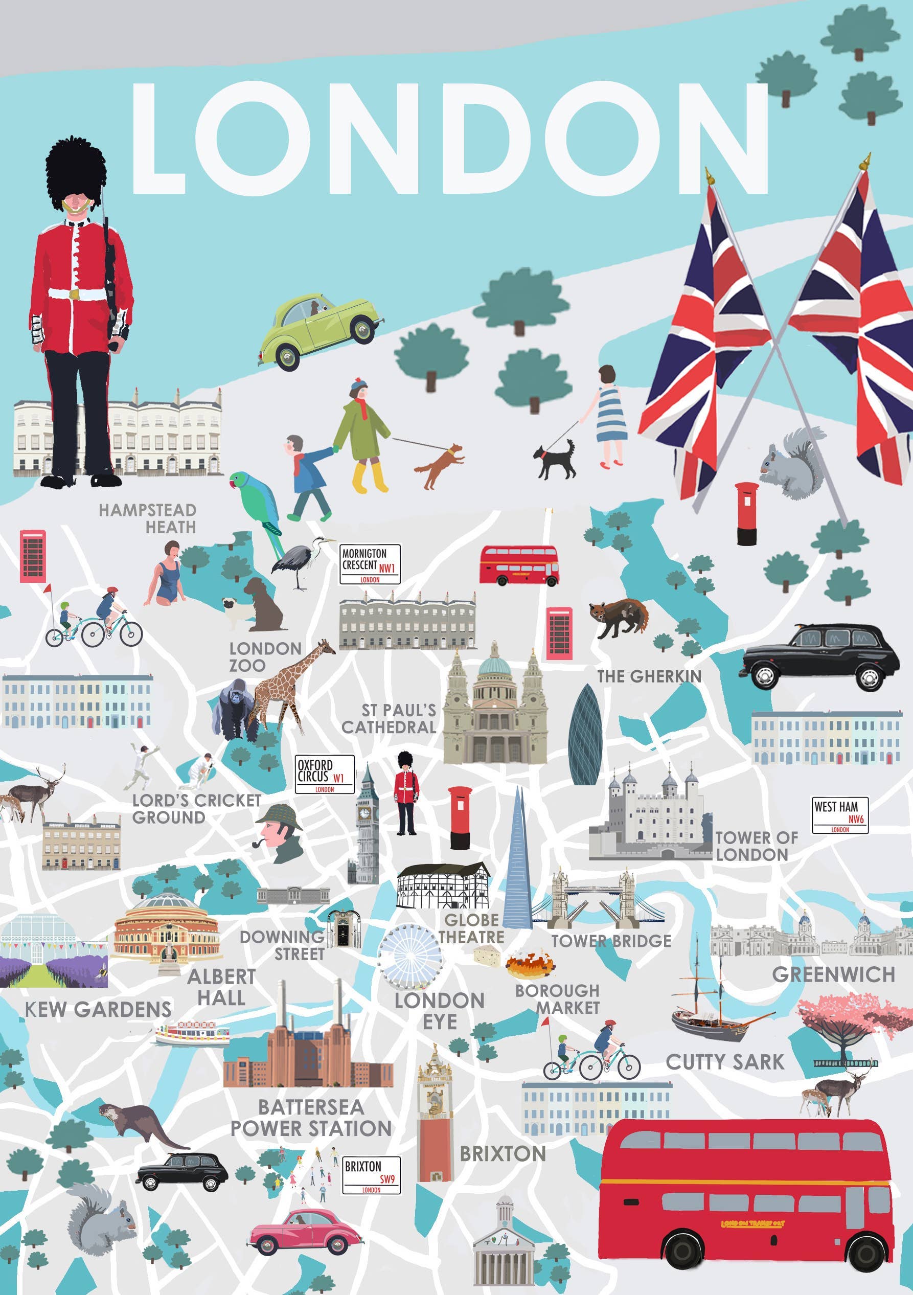 BETTY BOYNS MAPS - Vendita all'ingrosso Calamite - Magnete da Frigo con Mappa Illustrata26