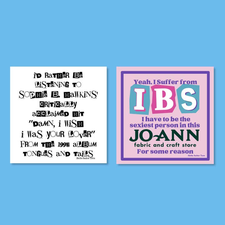 Adesivi per paraurti «I Suffer from IBS Joann's Sophie B Hawkins» per la vendita all'ingrosso da parte di HelloSailorTees