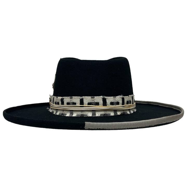Black Wool Felt Teardrop Curled Brim Hat- Style Lounge for wholesale on Faire